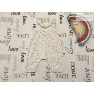   M§Co 0-3 hó 56-62 cm fodros, színes apró virágmintás vékony pamut lány playsuit újszerű,hibátlan