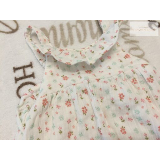 M§Co 0-3 hó 56-62 cm fodros, színes apró virágmintás vékony pamut lány playsuit újszerű,hibátlan