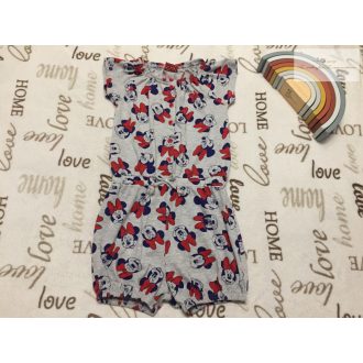   Minnie 7-8 év 122-128 cm szürke, Minnie fej mintás pamut lány playsuit- újszerű,hibátlan