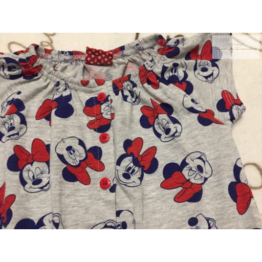 Minnie 7-8 év 122-128 cm szürke, Minnie fej mintás pamut lány playsuit- újszerű,hibátlan