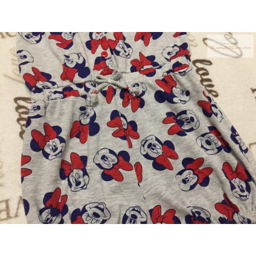 Minnie 7-8 év 122-128 cm szürke, Minnie fej mintás pamut lány playsuit- újszerű,hibátlan
