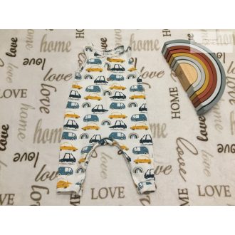   Matalan 3-6 hó 62-68 cm színes jármű mintás vékony pamut fiú playsuit/ rugdalózó - -újszerű,hibátlan