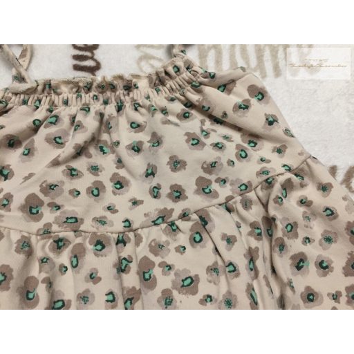 Next 9-12 hó 11 kg bézs-barna- zöld mintás vastagabb pamut lány playsuit újszerű,hibátlan