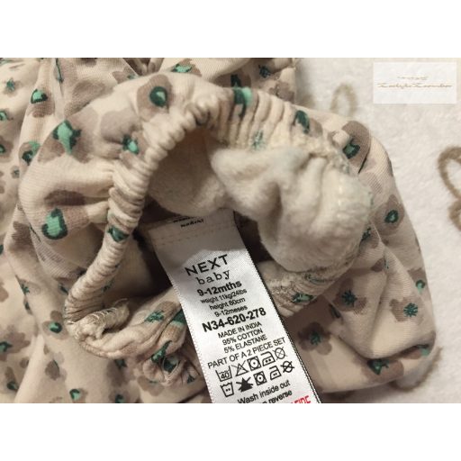 Next 9-12 hó 11 kg bézs-barna- zöld mintás vastagabb pamut lány playsuit újszerű,hibátlan