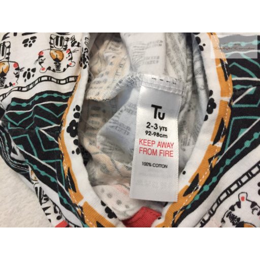 TU 2- 3 év 92 -98 cm zebra-oroszlán- tigris  mintás  pamut lány playsuit újszerű,hibátlan