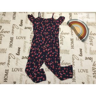   Next 5 év 110 cm kék, színes leopárd  mintás vékony pamut lány playsuit/ jumpsuit- újszerű,hibátlan