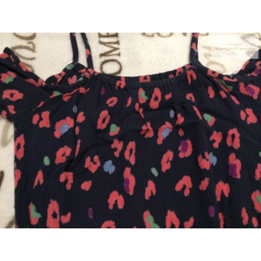 Next 5 év 110 cm kék, színes leopárd  mintás vékony pamut lány playsuit/ jumpsuit- újszerű,hibátlan