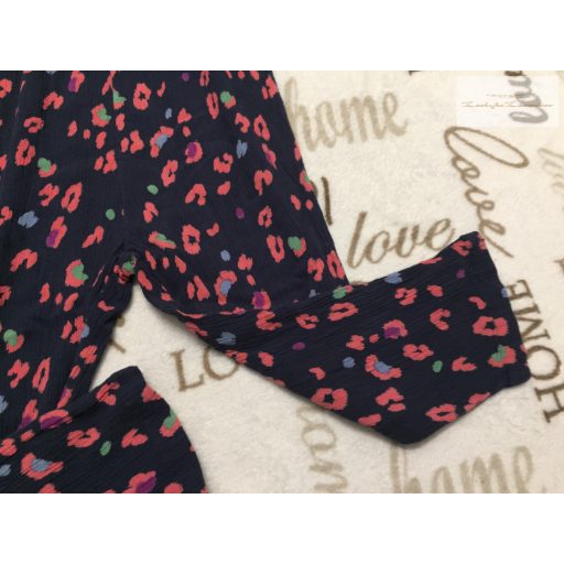 Next 5 év 110 cm kék, színes leopárd  mintás vékony pamut lány playsuit/ jumpsuit- újszerű,hibátlan