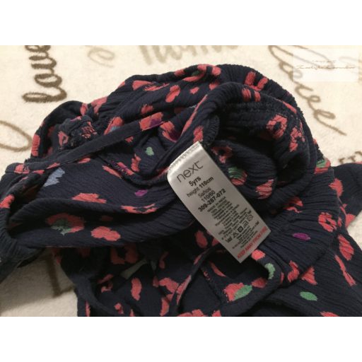 Next 5 év 110 cm kék, színes leopárd  mintás vékony pamut lány playsuit/ jumpsuit- újszerű,hibátlan