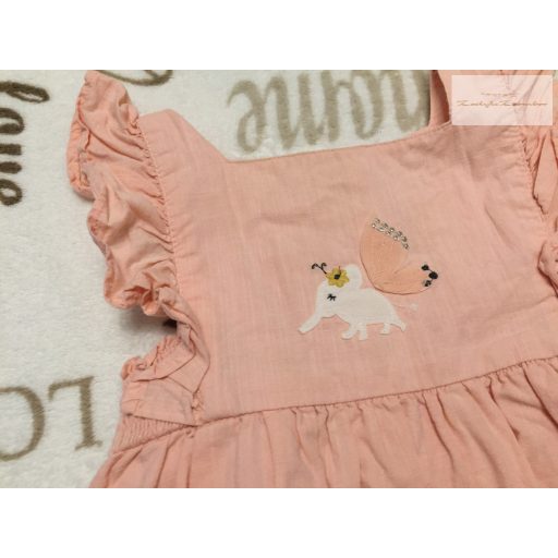 M§S 2 - 3 év 92-98 cm rózsaszín fodros- elefánt mintás lány playsuit- új, csak lecímkézve-átnőtt