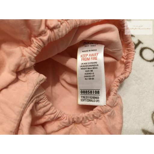 M§S 2 - 3 év 92-98 cm rózsaszín fodros- elefánt mintás lány playsuit- új, csak lecímkézve-átnőtt