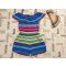 George 9-10 év 135 -140 cm színes csíkos - fodros - pántos pamut lány playsuit - újszerű,hibátlan