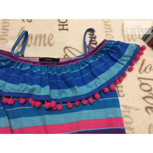 George 9-10 év 135 -140 cm színes csíkos - fodros - pántos pamut lány playsuit - újszerű,hibátlan