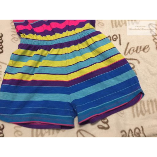 George 9-10 év 135 -140 cm színes csíkos - fodros - pántos pamut lány playsuit - újszerű,hibátlan