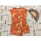 Next 4-5 év 110 cm narancssárga, virágmintás pamut lány rövid playsuit - újszerű,hibátlan