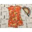 Next 4-5 év 110 cm narancssárga, virágmintás pamut lány rövid playsuit - újszerű,hibátlan
