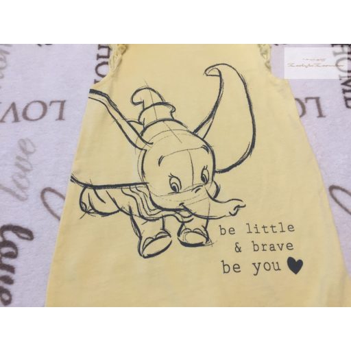 Disney 9-12 hó 80 cm 11 kg sárga, fodros, Dumbo mintás pamut lány playsuit/ napozó-újszerű,hibátlan