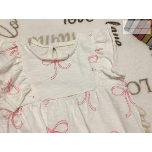 George 12  - 18 hó 86 cm fodros - rózsaszín masni mintás pamut lány  playsuit/ body -újszerű,hibátlan