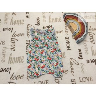   Next up to 3 month 6 kg világoskék, színes virágmintás pamut lány playsuit/ napozó-újszerű,hibátlan
