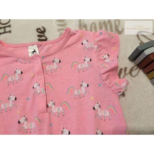 Palomino 6-7 év 122 cm rózsaszín, színes zebra mintás vékony pamut lány playsuit - újszerű,hibátlan