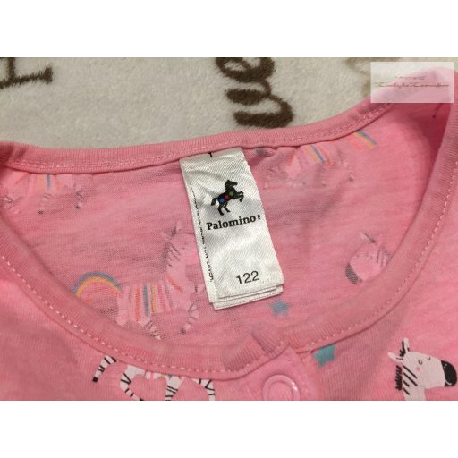 Palomino 6-7 év 122 cm rózsaszín, színes zebra mintás vékony pamut lány playsuit - újszerű,hibátlan