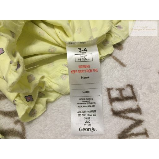 George 3-4  év 98 - 104 cm sárga, apró virágmintás vékony pamut lány rövid playsuit- új, szettet bontottam