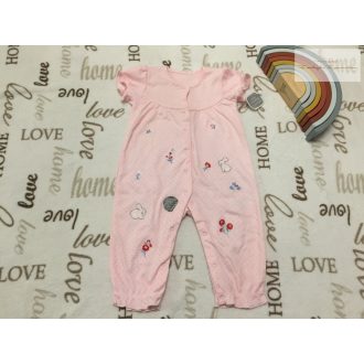   Little Nutmeg 6-9 hó 68-74 cm rózsaszín, nyuszi - virágmintás pamut lány playsuit/ rugdalózó- új, címkés