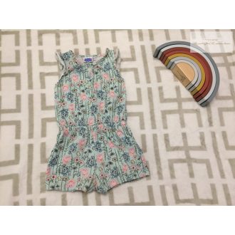   Peppa Pig 2-3 év 92-98 cm  halvány zöld, virág és Peppa mintás pamut lány playsuit újszerű,hibátlan