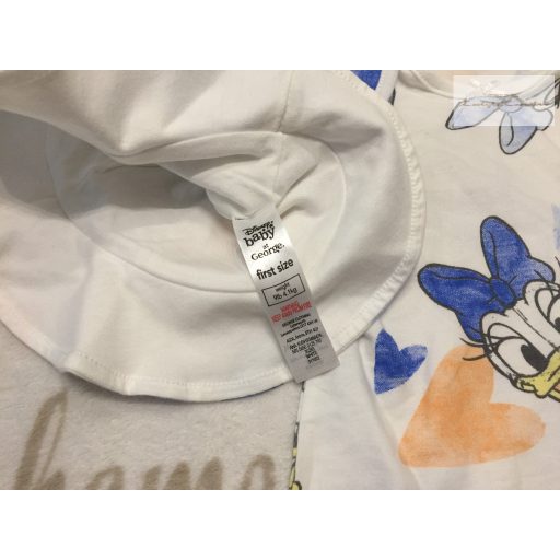 Disney at George újszülöttre való 4,1 kg Daisy mintás pamut lány playsuit nyári kalappal - új, csak lecímkézve