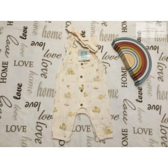   TU 3-6 h 62-68 cm  bézs, Simba mintás vékony puha pamut lány playsuit és hajpánt szett - új, címkés