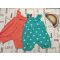 George 3-4 év 98-104 cm rózsaszín és zöld pöttyös pamut lány playsuit szett 2 db újszerű,hibátlan