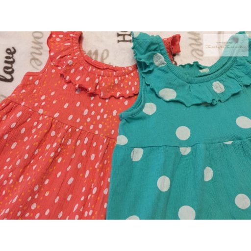 George 3-4 év 98-104 cm rózsaszín és zöld pöttyös pamut lány playsuit szett 2 db újszerű,hibátlan
