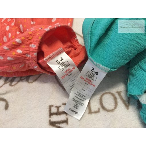 George 3-4 év 98-104 cm rózsaszín és zöld pöttyös pamut lány playsuit szett 2 db újszerű,hibátlan