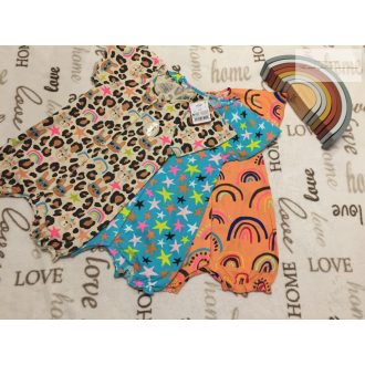   Next 12-18 hó 86 cm szivárvány- csillag és nyuszi fej mintás pamut lány playsuit/ napozó szett 3 db  - új,címkés