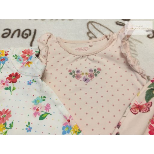 Next up to 3 month 6 kg  virágmintás pamut lány playsuit/ napozó szett 3 db - újszerű,hibátlan
