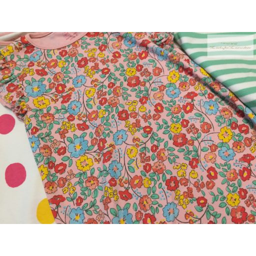 Next  2-3 év 98 cm virágos-pöttyös-méhecske-kacsa mintás pamut lány playsuit/ romper szett 3 db- új, címkés