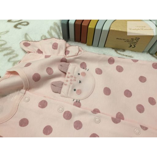 Next 2-3 év 98 cm  nyuszi - cica mintás pamut lány playsuit szett 3 db- új, címkés