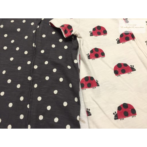 George 6 -9 hó 9,5 kg pöttyös - katica mintás vékony pamut lány playsuit szett - új, címkés