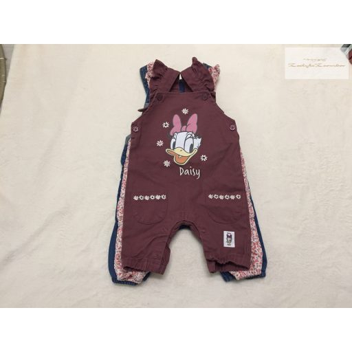 Next 3-6 hó  68 cm és Primark 62 cm  virág és cica mintás pamut béléses és bordó Daisy mintás lány playsuit/ kantáros nadrág szett  -újszerű, hibátlan