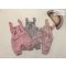 Mothercare, Next újszülött 3,4 kg 50-56 cm rózsaszín- bézs, nyuszi és  virágmintás pamut béléses puha mikrokord és pamut lány playsuit/ kantáros nadrág - újszerű,hibátlan