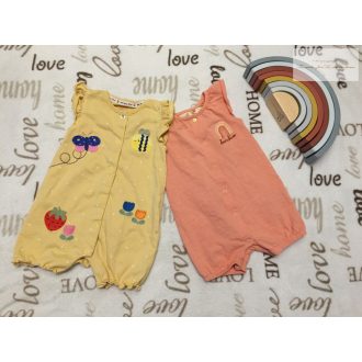   Next 3-6 és 6-9 hó  68 cm méhecske-pillangó-eper-szivárvány mintás pamut lány playsuit szett -újszerű,hibátlan