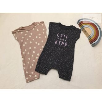   George 12  - 18 hó 86 cm bézs-szürke pöttyös pamut lány  playsuit- újszerű,hibátlan