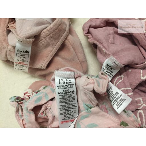 Next, George újszülött 3,4 kg 50-56 cm  virág -nyuszi-cica mintás  pamut- plüss lány playsuit/ kantáros nadrág  - újszerű,hibátlan