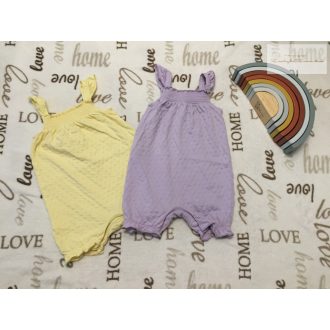   George 6-9 hó 68-74 cm sárga és levendula színű, anyagában mintás pamut lány  playsuit szett 2 db  újszerű, hibátlan