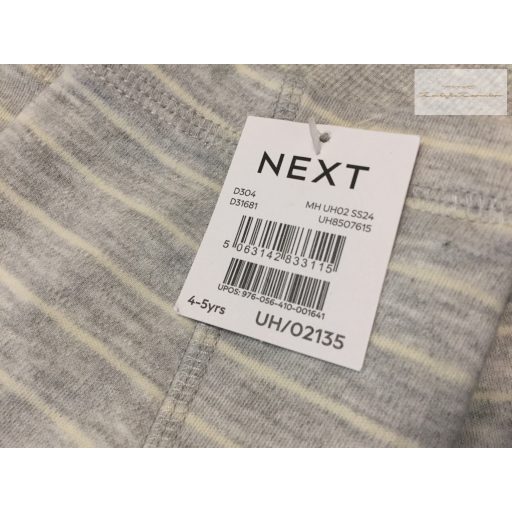 Next 4-5 év 110  cm kék - fehér szürke, színes állat-busz  mintás  pamut fiú 2 részes pizsama szett 3 db - új, címkés