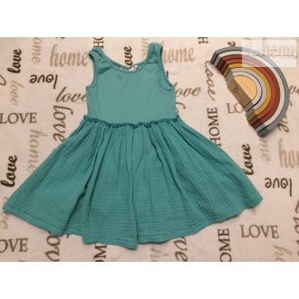   Zara 4-5 év 110 cm zöld, pamut- puha duplagéz lány ruha -újszerű,hibátlan 