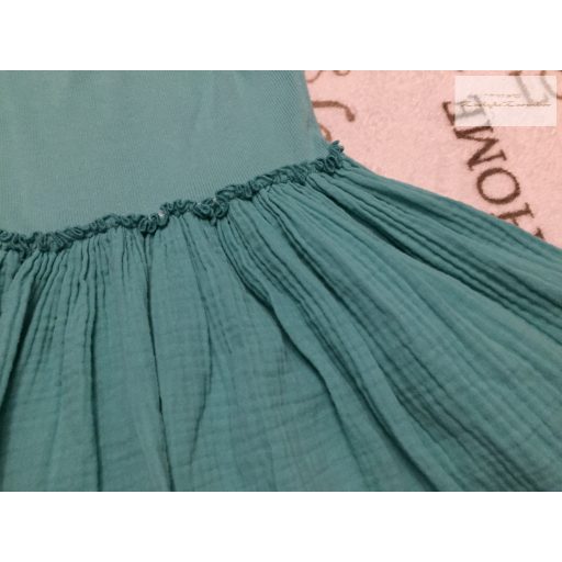 Zara 4-5 év 110 cm zöld, pamut- puha duplagéz lány ruha -újszerű,hibátlan 
