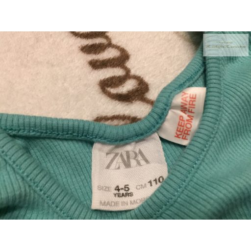 Zara 4-5 év 110 cm zöld, pamut- puha duplagéz lány ruha -újszerű,hibátlan 