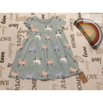   Mothercare 18-24 hó 86-92 cm  halvány zöld, unikornis mintás pamut lány ruha-új, címkés
