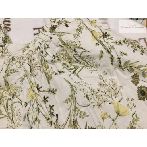 Primark 2-3 év 98 cm bézs, zöld- sárga virágmintás  pamut lány ruha- újszerű,hibátlan